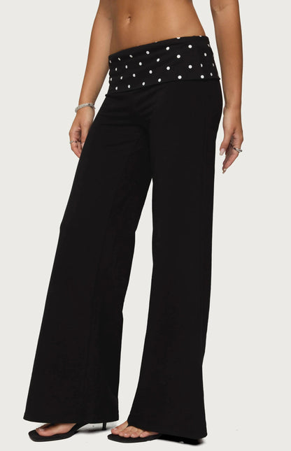 Polka Dot Fold Over Pants