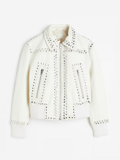 Studded Leather Biker Jacket